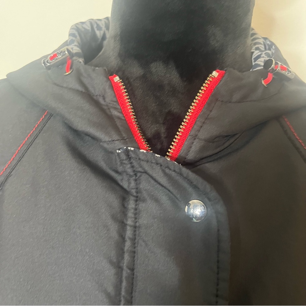 MYUNG SHIN Men’s Black Gray Red Contrast Stitched Hooded Toggle Nylon‎ Jacket XL - Picture 3 of 16